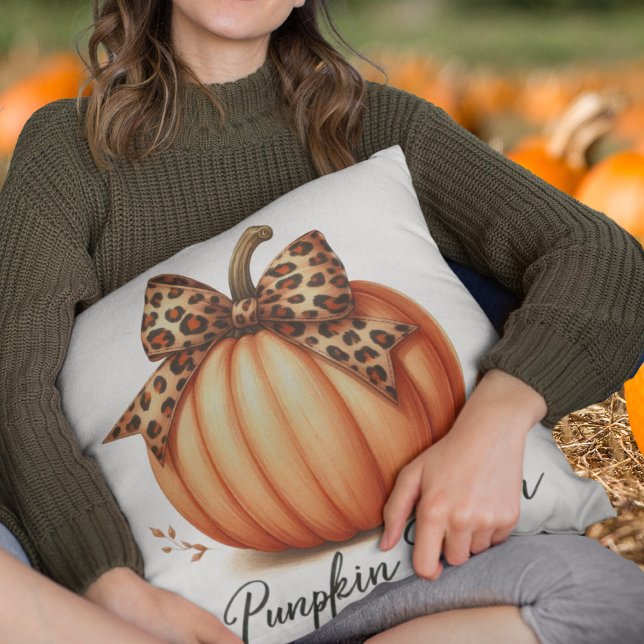 Pompoen Seizoen sinaasappel waterverf herfst Kussen (Pumpkin Season orange watercolor fall Throw Pillow)