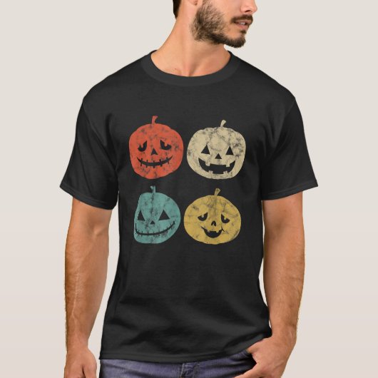 Pompoen Shirt Retro JackOLantern Pompoen H (Voorkant)