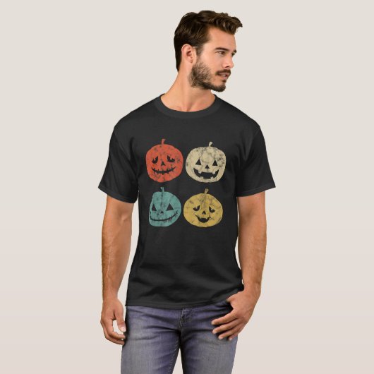 Pompoen Shirt Retro JackOLantern Pompoen H (Voorkant volledig)