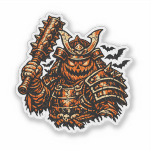 Pompoen Shogun — Halloween Samurai Krijger Vintage Sticker