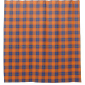 Pompoen Sinaasappel Blauw Schots Tartan Plaid Herf Douchegordijn (Voorkant)