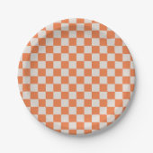 Pompoen Sinaasappel & Bone Checkerboard Party Bord (Voorkant)