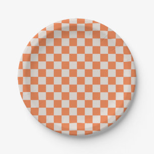 Pompoen Sinaasappel & Bone Checkerboard Party Bord