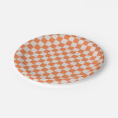 Pompoen Sinaasappel & Bone Checkerboard Party Bord (Gekanteld)