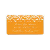 Pompoen Sinaasappel Damask Kant Retouradres Label (Voorkant)