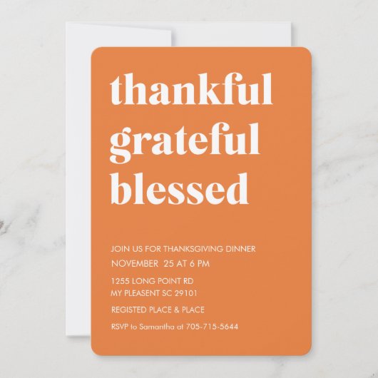 Pompoen Sinaasappel Dankbaar Dankbaar Gelukkig Gez Kaart (Voorkant)