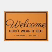 Pompoen Sinaasappel en Zwart Grappige Herfst Herfs Deurmat (Voorkant)