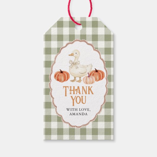 Pompoen Sinaasappel Gans Baby shower Gift Labels Cadeaulabel (Voorkant)