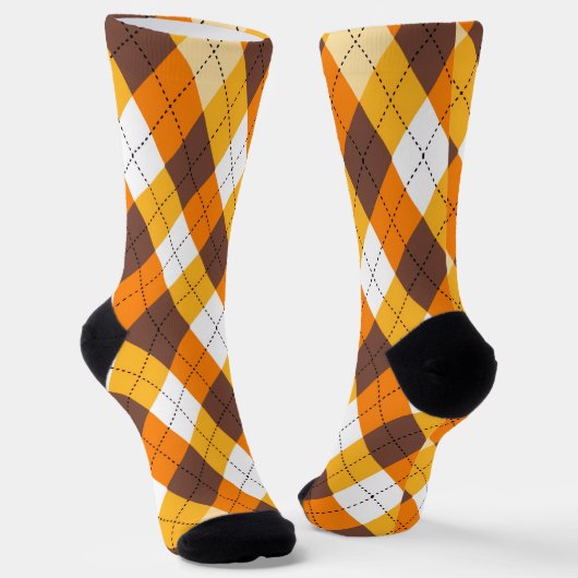 Pompoen Sinaasappel geruit Patroon Sokken (Gebogen)