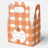 Pompoen Sinaasappel Gingham Herfst Baby shower Bedankdoosjes (Geopend)