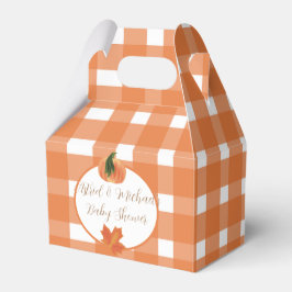 Pompoen Sinaasappel Gingham Herfst Baby shower Bedankdoosjes