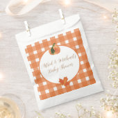 Pompoen Sinaasappel Gingham Herfst Baby shower Bedankzakje (Geknipt)