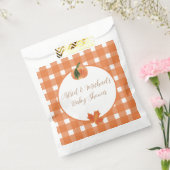 Pompoen Sinaasappel Gingham Herfst Baby shower Bedankzakje (Gezegeld)