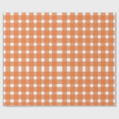 Pompoen Sinaasappel Gingham Herfst Baby shower Cadeaupapier (Vlak)