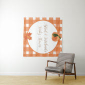Pompoen Sinaasappel Gingham Herfst Baby shower Wandkleed (In Situ (horizontaal))