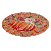 Pompoen sinaasappel herfst bloemenplaid check herf snijplank (Hoek)