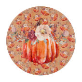 Pompoen sinaasappel herfst bloemenplaid check herf snijplank (Voorkant)