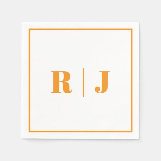 Pompoen Sinaasappel Monogram Eenvoudige Herfst Her Servet (Voorkant)