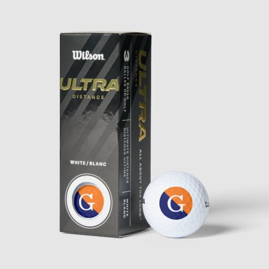 Pompoen Sinaasappel Navy Blue 2 Tone Diag Init Mon Golfballen (Verpakking)