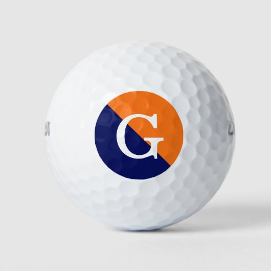 Pompoen Sinaasappel Navy Blue 2 Tone Diag Init Mon Golfballen (Voorkant)