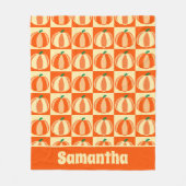  Pompoen Sinaasappel Tartan Plaid Thanksgiving Fleece Deken (Voorkant)