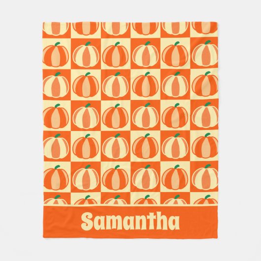  Pompoen Sinaasappel Tartan Plaid Thanksgiving Fleece Deken (Voorkant)
