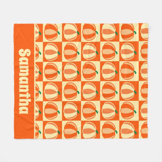 Pompoen Sinaasappel Tartan Plaid Thanksgiving Fleece Deken (Voorkant (Horizontaal))