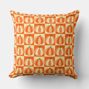 Pompoen Sinaasappel Tartan Plaid Thanksgiving Kussen