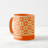  Pompoen Sinaasappel Tartan Plaid Thanksgiving Mok (Voorkant links)