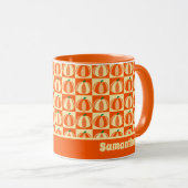  Pompoen Sinaasappel Tartan Plaid Thanksgiving Mok (Voorkant rechts)