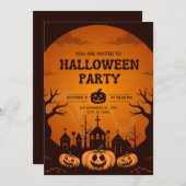 Pompoen Sinaasappel & Zwart Eenvoudig Halloween Pa Kaart (Voorkant / Achterkant)