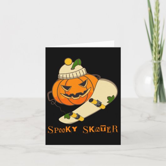 Pompoen Skateboard Halloween Kostuum Leuk Skateboa Kaart (Voorkant)