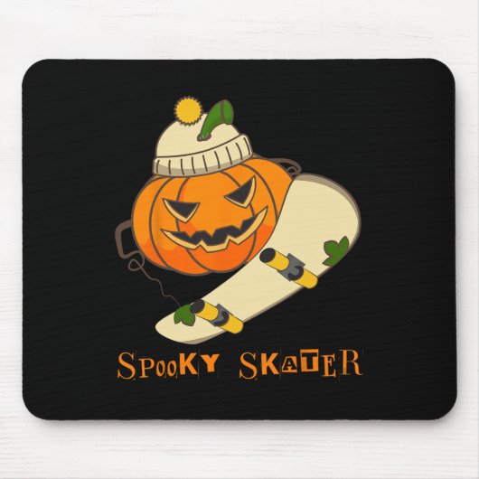 Pompoen Skateboard Halloween Kostuum Leuk Skateboa Muismat (Voorkant)
