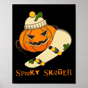 Pompoen Skateboard Halloween Kostuum Leuk Skateboa Poster