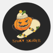 Pompoen Skateboard Halloween Kostuum Leuk Skateboa Ronde Sticker (Voorkant)