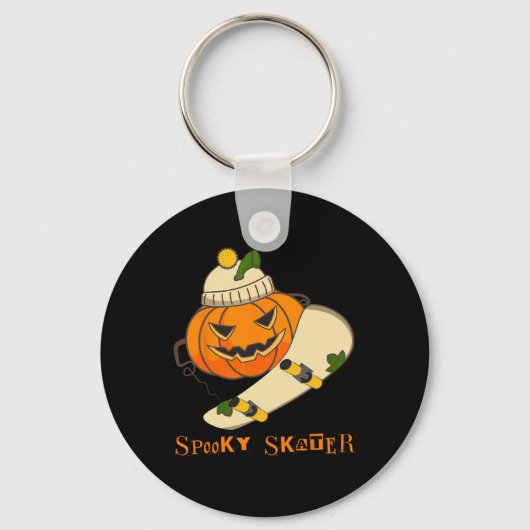 Pompoen Skateboard Halloween Kostuum Leuk Skateboa Sleutelhanger (Voorkant)