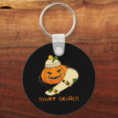 Pompoen Skateboard Halloween Kostuum Leuk Skateboa Sleutelhanger (Voorkant)