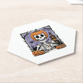 Pompoen Skelet Drink Koffie Kartonnen Onderzetters (Schuin)
