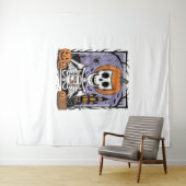 Pompoen Skelet Drink Koffie Wandkleed (In Situ (horizontaal))