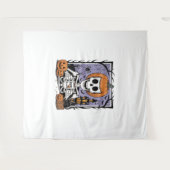 Pompoen Skelet Drink Koffie Wandkleed (Voorkant (horizontaal))