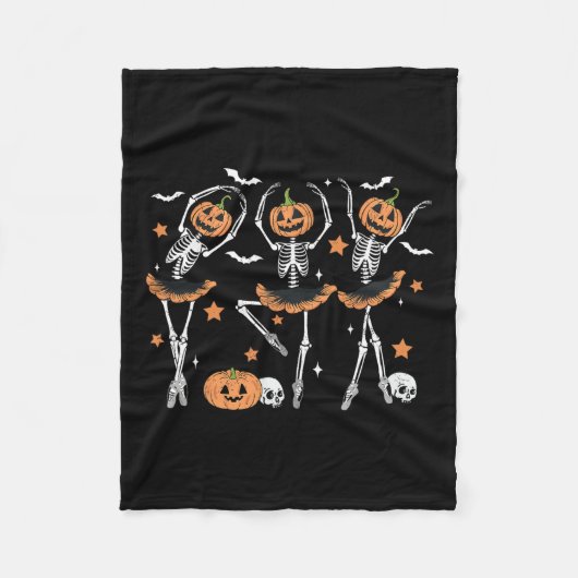 Pompoen Skelet Enge Halloween Mannen Vrouwen Jonge Fleece Deken (Voorkant)