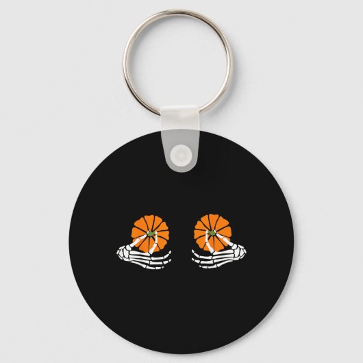 Pompoen Skelet Hand Halloween Sleutelhanger (Voorkant)