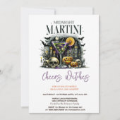 Pompoen Skelet Martini Halloween Feest Kaart (Voorkant)