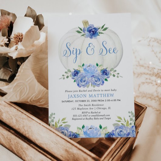 Pompoen slok en zie, herfst ontmoet groet baby jon kaart