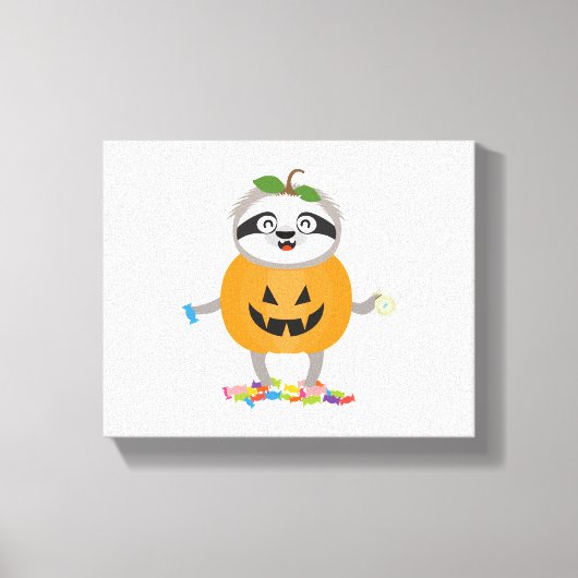 Pompoen Sloth Halloween kostuum cadeau Canvas Afdruk (Voorkant)