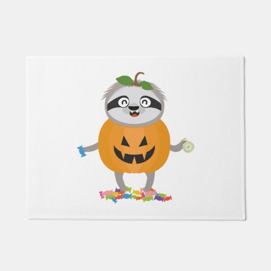 Pompoen Sloth Halloween kostuum cadeau Deurmat (Voorkant)
