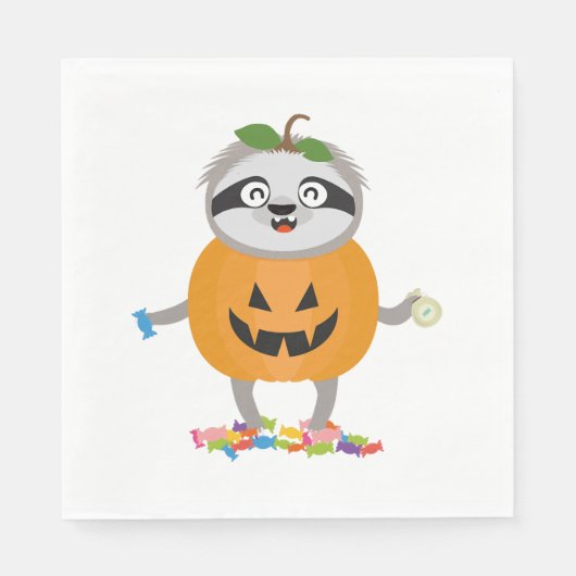 Pompoen Sloth Halloween kostuum cadeau Servet (Voorkant)