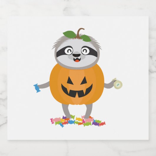Pompoen Sloth Halloween kostuum cadeau Sparkling Wijnetiket (Enkel label)