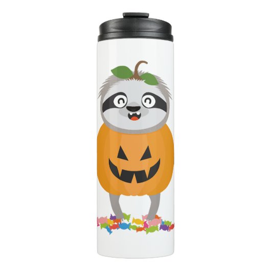 Pompoen Sloth Halloween kostuum cadeau Thermosbeker (Voorkant)