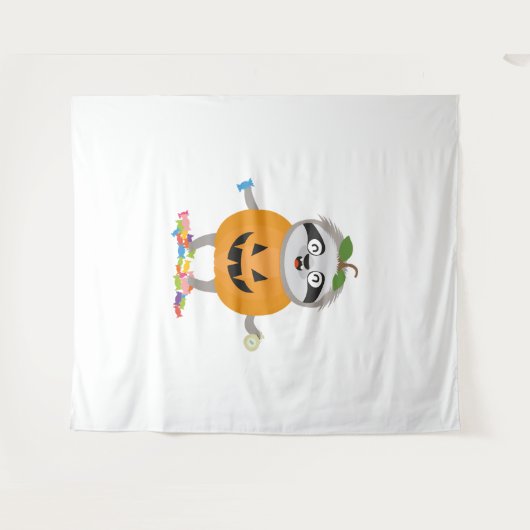 Pompoen Sloth Halloween kostuum cadeau Wandkleed (Voorkant (horizontaal))